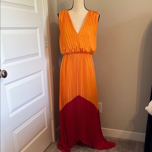 Express Orange and Dark Pink Asymmetrical High-Low Sundress​